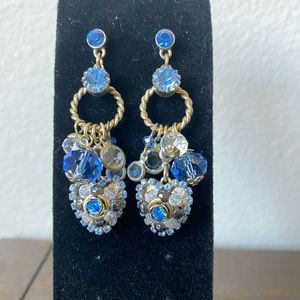 NWOT Betsey Johnson Blue Heart Crystal Earrings